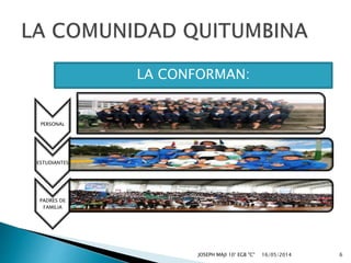PERSONAL
ESTUDIANTES
PADRES DE
FAMILIA
16/05/2014JOSEPH MAJI 10° EGB "C" 6
LA CONFORMAN:
 