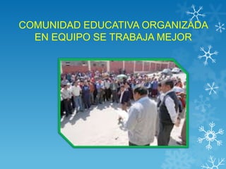COMUNIDAD EDUCATIVA ORGANIZADA
EN EQUIPO SE TRABAJA MEJOR