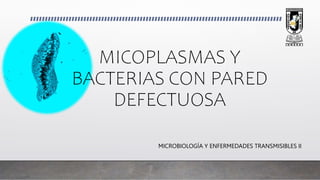 MICOPLASMAS Y
BACTERIAS CON PARED
DEFECTUOSA
MICROBIOLOGÍA Y ENFERMEDADES TRANSMISIBLES II
 