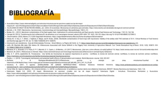 Acuicultura.https://www.veterinariadigital.com/articulos/micotoxicosis-en-porcinos-cuales-son-las-de-mayor-
impacto/#:~:text=El%20ergotismo%20en%20porcinos&text=Este%20hongo%20invade%20las%20plantas,sistema%20reproductivo%20de%20las%20cerdas.
ALCALOIDES DE ERGOT EN NUTRICIÓN ANIMAL.Jan. (2023, 24 noviembre). Micotoxinas en alimentos para animales. https://www.bionte.com/alcaloides-de-ergot-en-nutricion-animal/
Bennett, J. W. (1987). Mycotoxins, mycotoxicoses, mycotoxicology and mycopathologia. Mycopathologia. 100(1), 3-5.
Bryden, W. L. (2012). Mycotoxin contamination of the feed supply chain: implications for animal productivity and feed security. Animal Feed Science and Technology. 173(1-2), 134-158.
Carvajal, M. (2013). Transformación de la aflatoxina B1 de alimentos, en el cancerígeno humano, aducto AFB1-ADN. TIP, 16(2), 109-120. https://doi.org/10.1016/S1405-888X(13)72082-5
·Deoxinivalenol. (2020, febrero 27). ELIKA Seguridad Alimentaria. https://seguridadalimentaria.elika.eus/fichas-de-peligros/deoxinivalenol/
Eskola, M., G. Kos, C. T. Elliott, J. Hajšlová, S. Mayar, and R. Krska. (2020). Worldwide contamination of food-crops with mycotoxins: Validity of the widely cited ‘FAO estimate of 25 %'. Critical Reviews in Food Science
and Nutrition 60 (16):2773–89. doi: 10.1080/10408398.2019.1658570.
Intoxicación por zearalenona - Guía de Enfermedades Porcinas - 3tres3 México, La Página del Cerdo. (s. f.). https://www.3tres3.com/es-mx/enfermedades/intoxicacion-por-zearalenona_171
Jatfa JW, Wachida NM, Ijabo HM, Adamu SS. Aflatoxicosis Associated with Swine Stillbirth in the Piggery Farm University of Agriculture Makurdi. Curr Trends Biomedical Eng & Biosci. 2018; 13(5): 555873. DOI:
10.19080/CTBEB.2018.13.555873.
Mendoza, R. S., Alvarado, G. R., Pavía, S. P. F., Marrufo, G. V., Castro, J., & Malvido, J. B. (2017). Micotoxinas: ¿Qué son y cómo afectan a la salud pública? 18. https://www.revista.unam.mx/vol.18/num6/art46/index.html
Mostrom, M. (2021). Aflatoxicosis in Animals. https://www.merckvetmanual.com/toxicology/mycotoxicoses/aflatoxicosis-in-animals?query=aflatoxins
Oller, A. F. (2016, septiembre 8). Tricotecenos - Una familia de micotoxinas de especial importancia en porcino - nutriNews, la revista de nutrición animal. nutriNews, la revista de nutrición animal; nutriNews.
https://nutrinews.com/tricotecenos-una-familia-micotoxinas-especial-importancia-porcino/
Pestka, J. J. (2010). Toxicological mechanisms and potential health effects of deoxynivalenol and nivalenol. World Mycotoxin Journal. 3(4), 323-347.
RioPerez, J & Rodriguez-Mmebibre,M.(2012).Aflatoxicosis porcina y sinergia con otras micotoxinas.Facultad de
Veterinaria.UCM.Madrid.https://www.mapa.gob.es/ministerio/pags/biblioteca/revistas/pdf_MG/MG_2012_247_16_20.pdf
Solutions, A. (2021, 9 agosto). ZEARALENONA EN CERDAS REPRODUCTORAS. Ambiotec Solutions. Ambiotec Solutions. https://www.ambiotecsolutions.com/zearalenona-en-cerdas-
reproductivas/#:~:text=La%20zearalenona%20o%20F%2D2,actividad%20y%20del%20peso%20uterino.
Torres Villar, M., Aparicio Medina, J. M., & García Gómez, J. L. (2014). La aflatoxicosis: Un problema a resolver dentro de la Medicina Veterinaria. REDVET. Revista Electrónica de Veterinaria, 15(2), 1-34.
Veterinaria Digital S.A. (2022, 25 mayo). Micotoxicosis en porcinos: ¿Cuáles son las de mayor impacto? Veterinaria Digital - Avicultura, Porcicultura, Rumiantes y Acuicultura.
https://www.veterinariadigital.com/articulos/micotoxicosis-en-porcinos-cuales-son-las-de-mayor-
impacto/#:~:text=El%20ergotismo%20en%20porcinos&text=Este%20hongo%20invade%20las%20plantas,sistema%20reproductivo%20de%20las%20cerdas.
BIBLIOGRAFÍA
 