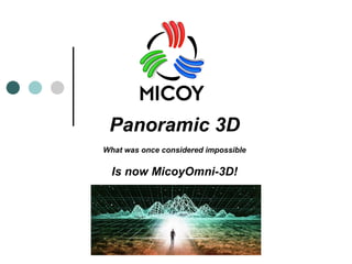 Panoramic 3D What was once considered impossible Is now MicoyOmni-3D! 