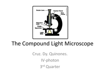 The Compound Light Microscope
       Cruz. Dy. Quinones.
           IV-photon
           3rd Quarter
 