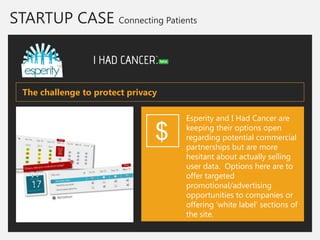 STARTUP CASE Connecting Patients 
Esperity and I Had Cancer are keeping their options open regarding potential commercial ...