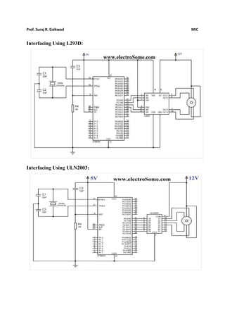 Prof. Suraj R. Gaikwad MIC
Interfacing Using L293D:
Interfacing Using ULN2003:
 