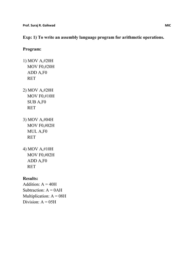 Mic practicals | PDF
