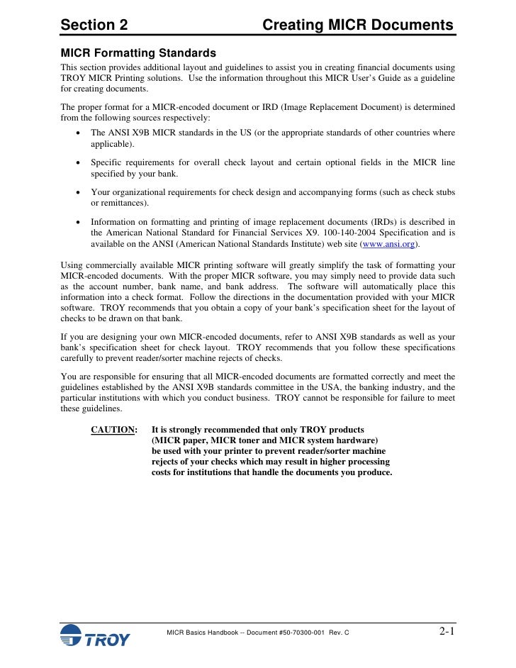 micr basics handbook micr sheet