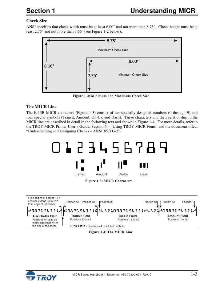 micr basics handbook micr spec sheet sample