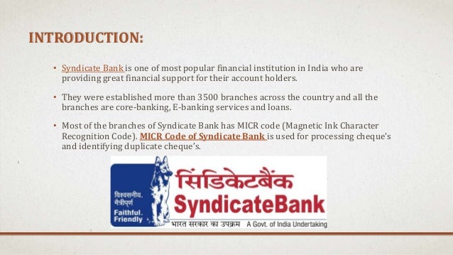 Micr Code Of Syndicate Bank