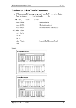 Micrcontroller iv sem lab manual | PDF