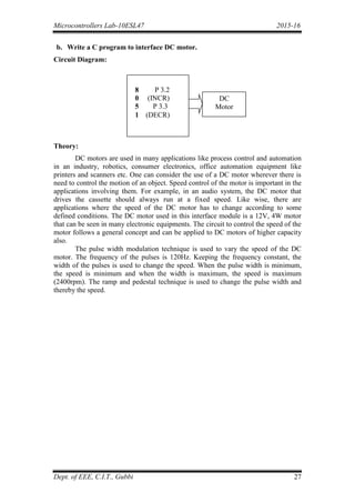 Micrcontroller iv sem lab manual | PDF