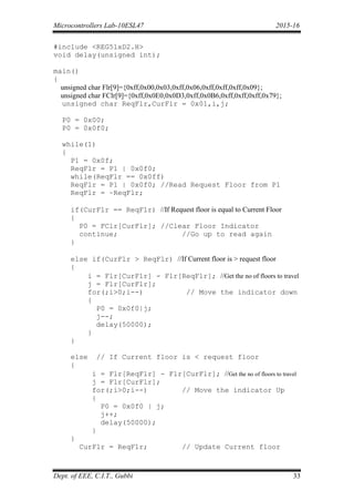 Micrcontroller iv sem lab manual | PDF