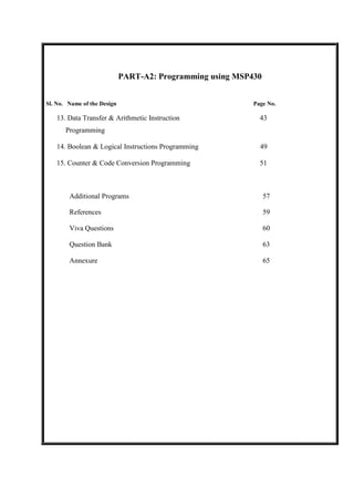 Micrcontroller iv sem lab manual | PDF