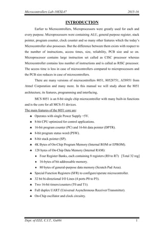 Micrcontroller iv sem lab manual | PDF