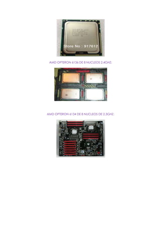 AMD OPTERON 6136 DE 8 NUCLEOS 2.4GHZ:
AMD OPTERON 6134 DE 8 NUCLEOS DE 2.3GHZ:
 