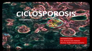 MICROBIOLOGIA I
Dra. Armenta Solis Adakatia
Alumna: Arabia Campos Camacho
ciclosporiosis
 