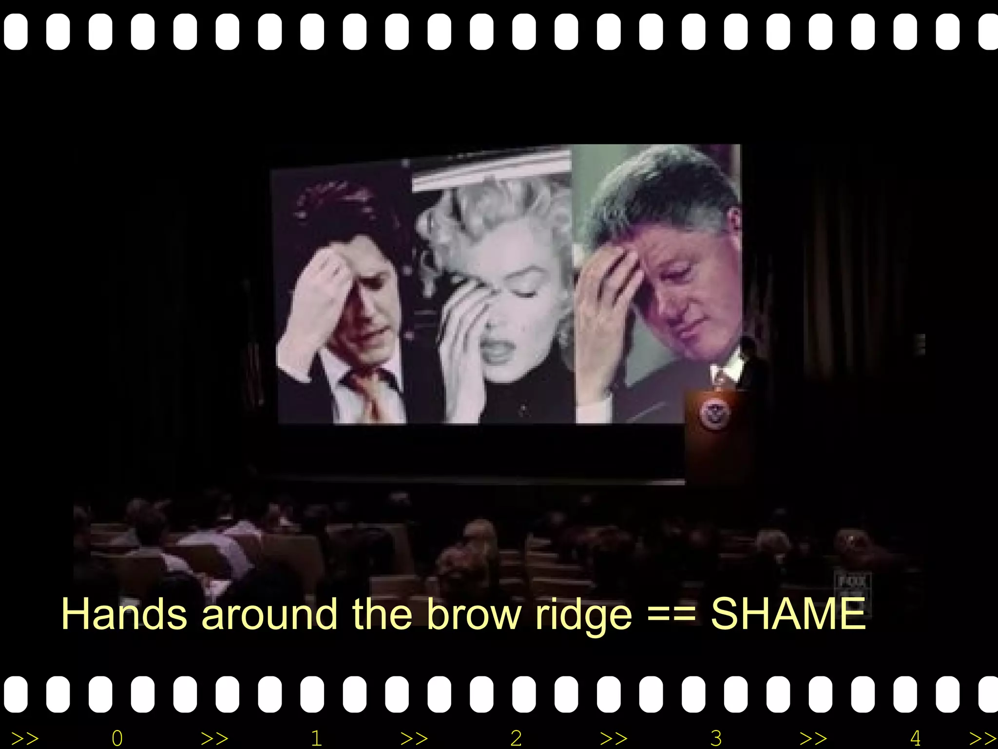 H ands around the brow ridge == SHAME 