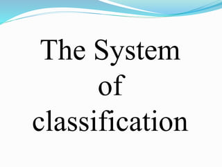 The System
of
classification
 