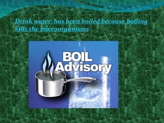 Drink water has been boiled because boiling
kills the microorganisms
 