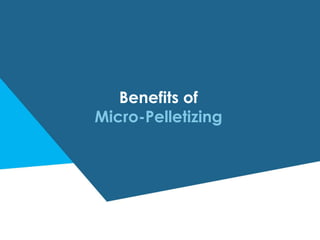 Benefits of
Micro-Pelletizing
 