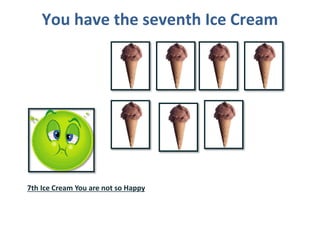 You have the seventh Ice Cream
7th Ice Cream You are not so Happy
 