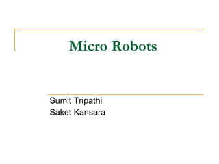Micro Robots Sumit Tripathi Saket Kansara 