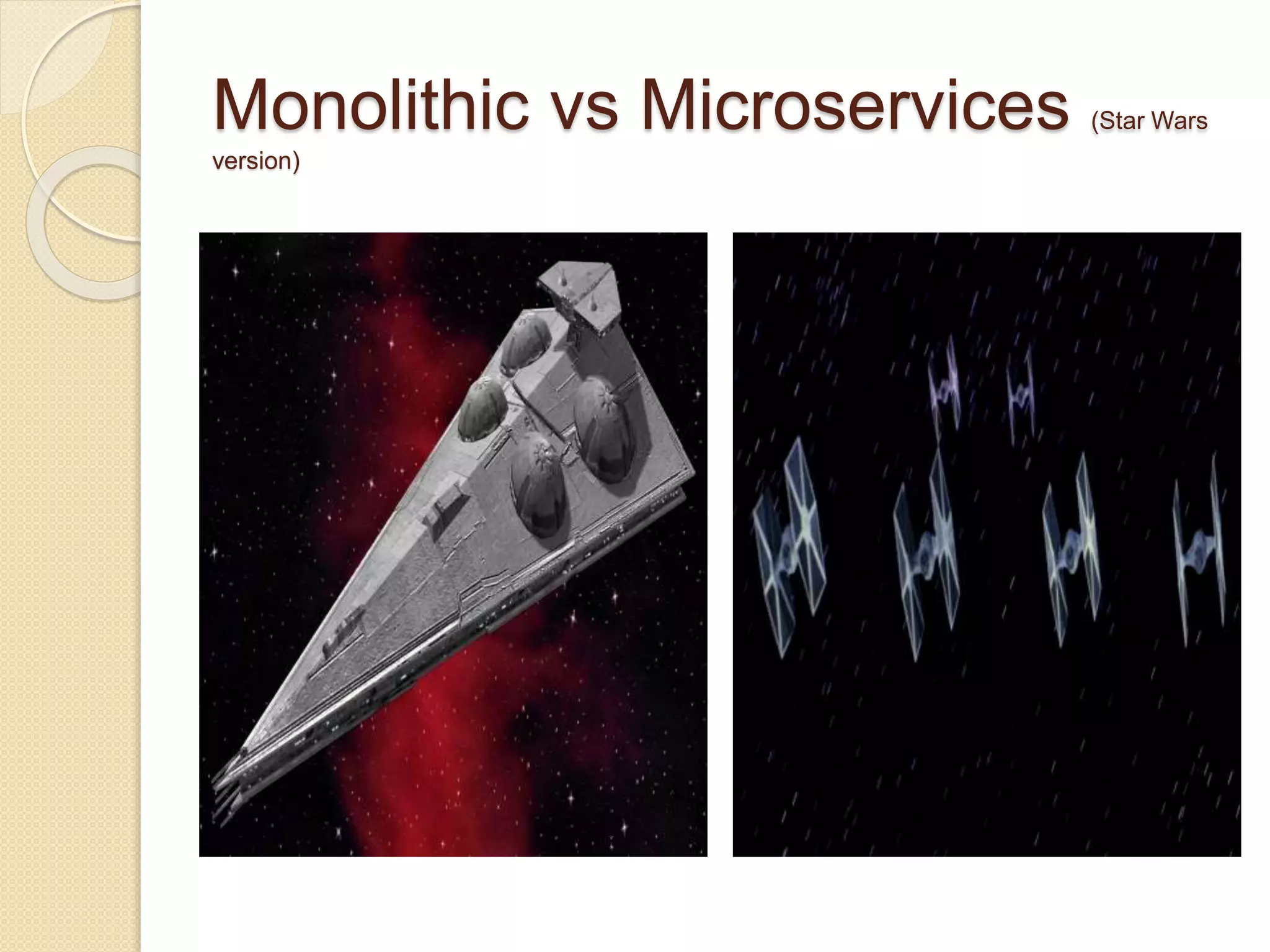 Monolithic vs Microservices (Star Wars
version)
 