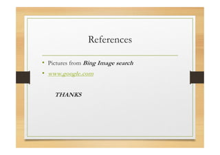 References
• Pictures from Bing Image search
• www.google.com
THANKS
 