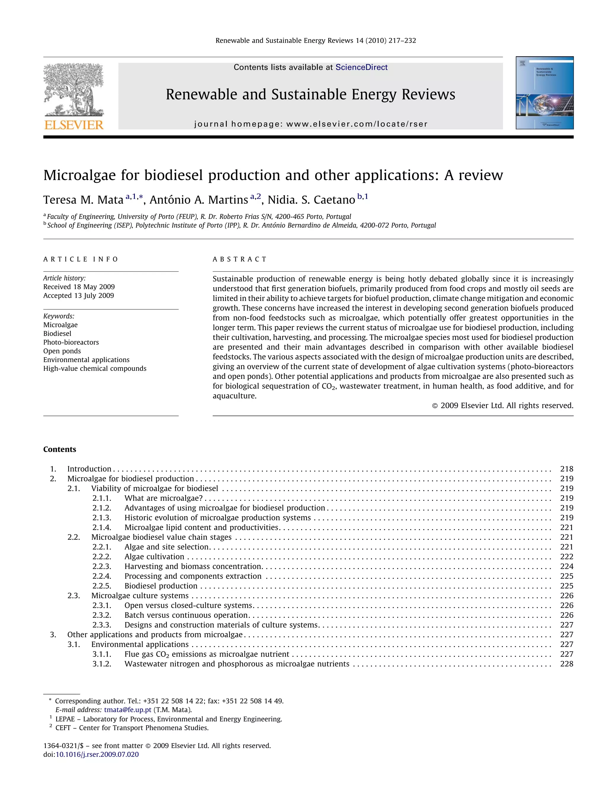 Microalgae for biodiesel production | PDF