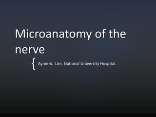 {
Microanatomy of the
nerve
Aymeric Lim, National University Hospital.
 