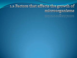 1.2 Factors that affects the growth of microorganisms