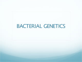 BACTERIAL GENETICS
 