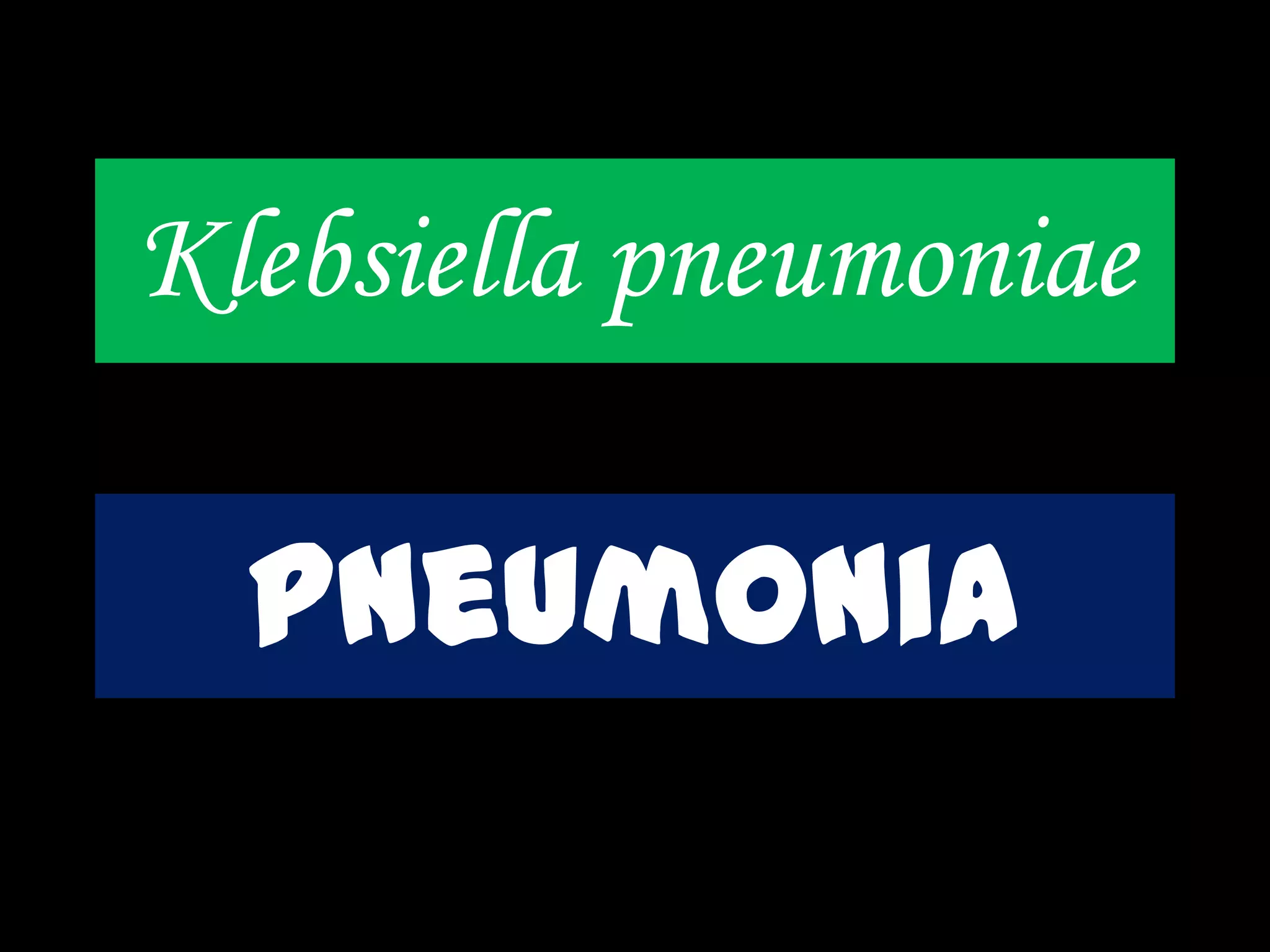 Klebsiella pneumoniae
pneumonia
 