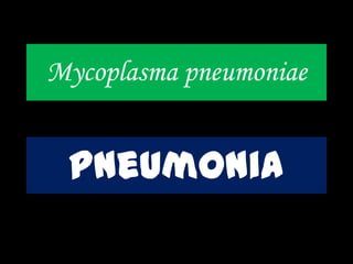 Mycoplasma pneumoniae
pneumonia
 