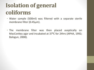 Microbial and chemical analysis of potable water | PPTX