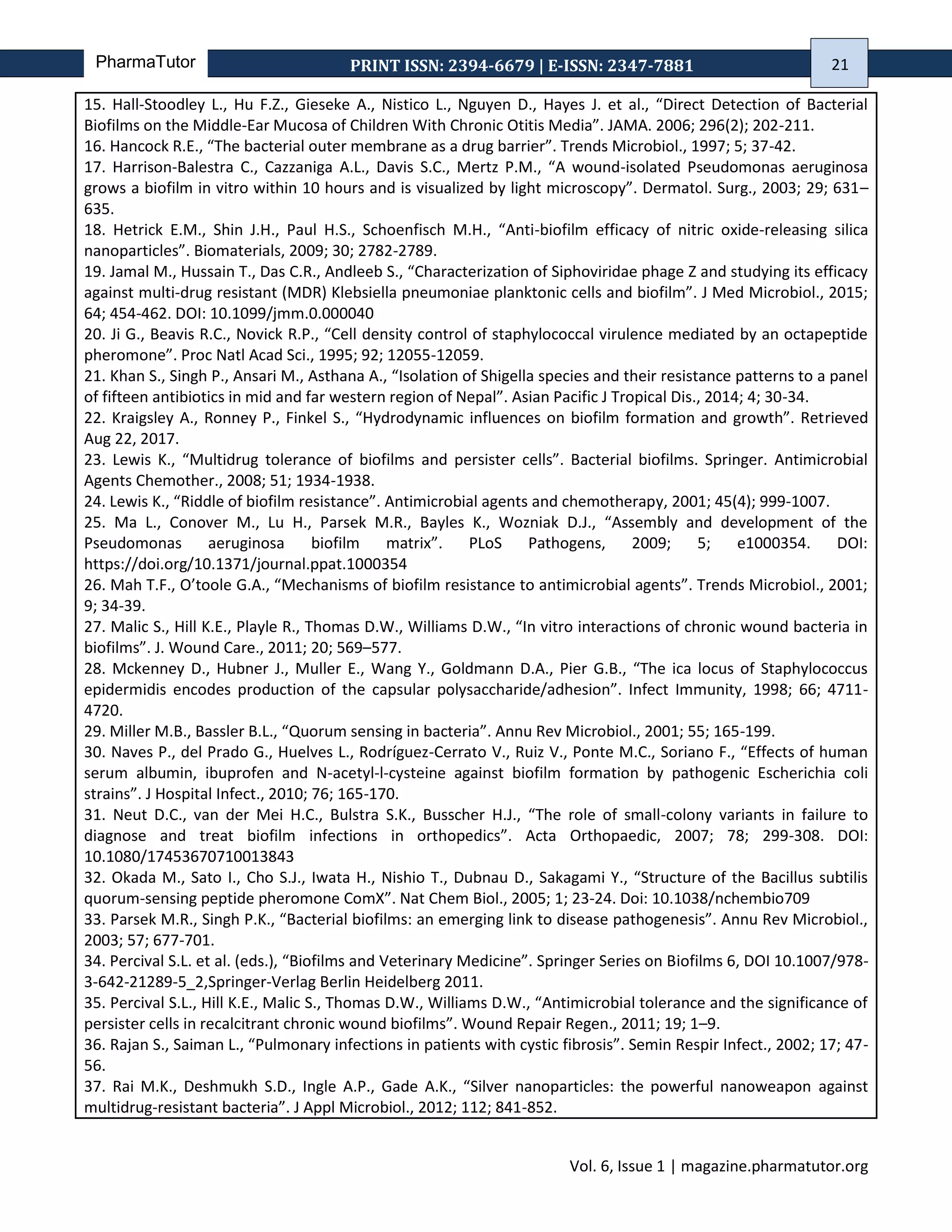 Microbial biofilms pathogenicity and treatment strategies | PDF