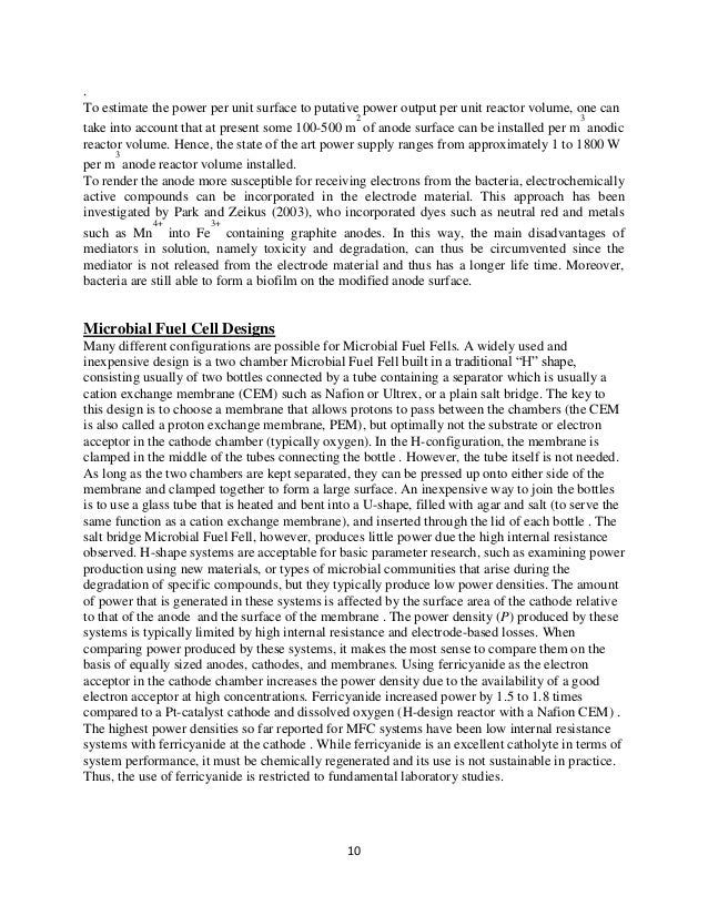 Microbial fuel cells report