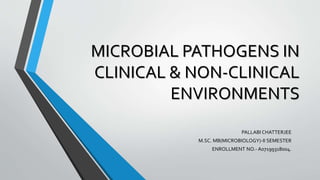 MICROBIAL PATHOGENS IN
CLINICAL & NON-CLINICAL
ENVIRONMENTS
PALLABI CHATTERJEE
M.SC. MB(MICROBIOLOGY)-II SEMESTER
ENROLLMENT NO.- A07199318004.
 