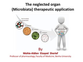 The neglected organ
(Microbiata) therapeutic application
By
Mohie-Aldien Elsayed Sherief
Professor of pharmacology, Faculty of Medicine, Benha University
 
