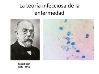 La teoría infecciosa de la
enfermedad
Robert Koch
1843 - 1910
 