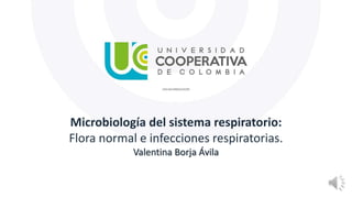 Microbiología del sistema respiratorio:
Flora normal e infecciones respiratorias.
Valentina Borja Ávila
 