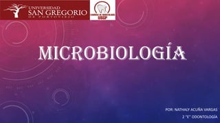 MICROBIOLOGÍA
POR: NATHALY ACUÑA VARGAS
2 “E” ODONTOLOGÍA
 