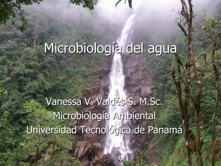 Microbiología del agua


    Vanessa V. Valdés S. M.Sc.
      Microbiología Ambiental
Universidad Tecnológica de Panamá
 