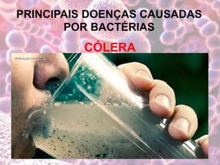 PRINCIPAIS DOENÇAS CAUSADAS
POR BACTÉRIAS
CÓLERA
 