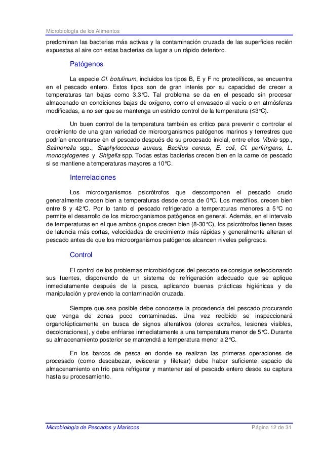Microbiologia De Pescados Y Mariscos