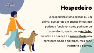 O hospedeiro é uma pessoa ou um
animal que abriga um agente infeccioso
podendo funcionar como portador ou
reservatório, sendo que o portador
manifesta a doença e o reservatório não
apresenta sinais e sintomas, mas pode
transmitir a doença.
Hospedeiro
LUMA
MONTEIRO
LM
O D O N T O L O G I A
 