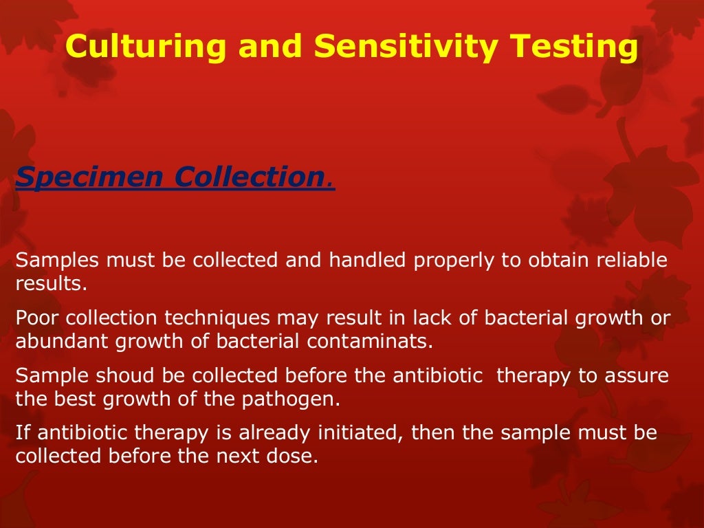 Microbiological culture sensitivity test