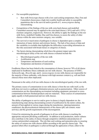 Microbiological risk assessment of raw milk cheese dr robin condron | PDF