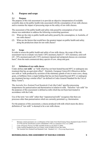 Microbiological risk assessment of raw milk cheese dr robin condron | PDF