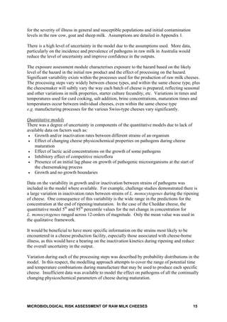 Microbiological risk assessment of raw milk cheese dr robin condron | PDF