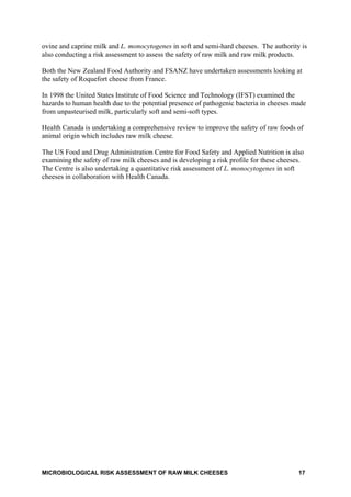 Microbiological risk assessment of raw milk cheese dr robin condron | PDF